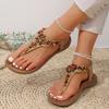 Bohemian Sandals Women's 2025 Summer New Fashion Trend Flat Bottom Lightweight Elastic Sandals