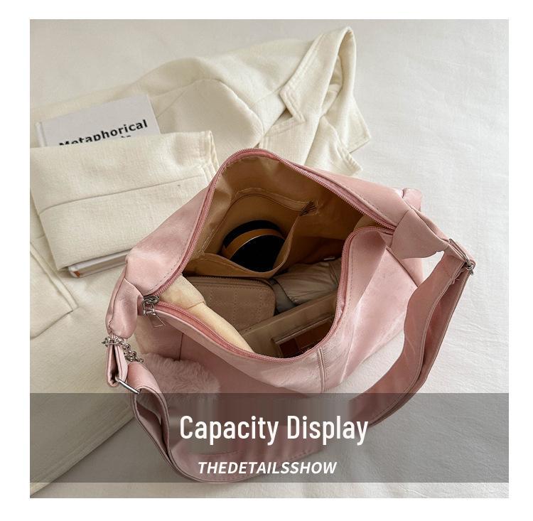 2024 Trendy Korean Style Large Capacity Solid Color Women's Shoulder Tote Handbag