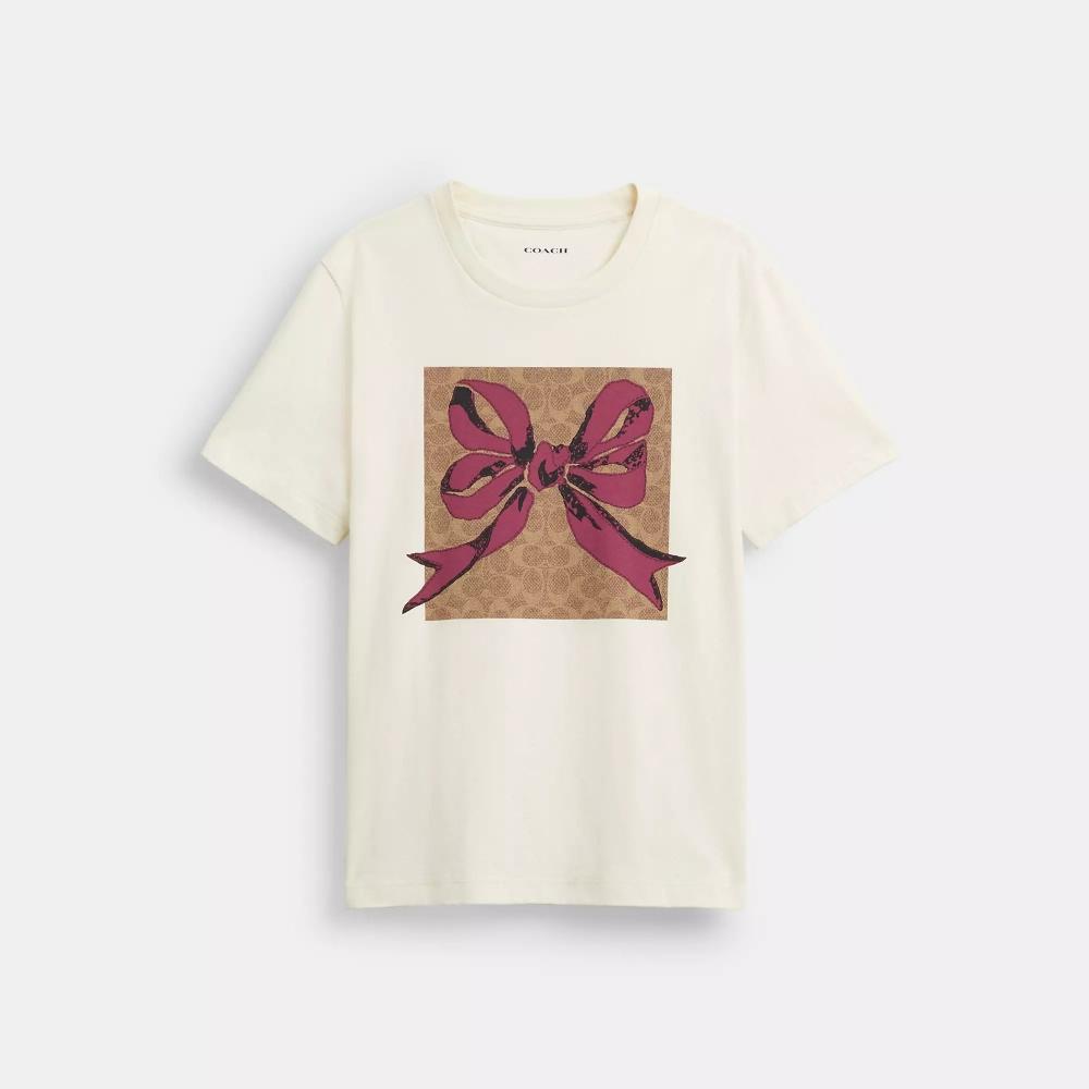 

Coach SignaTure Square Bow T shirT Cream Small