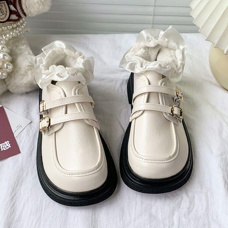 

Черные кожаные туфли с толстой подошвой, универсальные, одинарные 40 бежевый