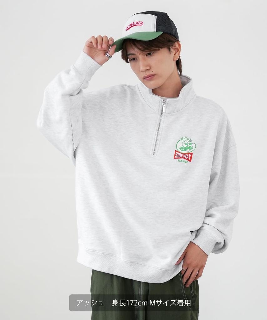 [IMPROVES] [SIDEWAYSTANCE] Snack Logo Fleece Half-Zip Sweatshirt