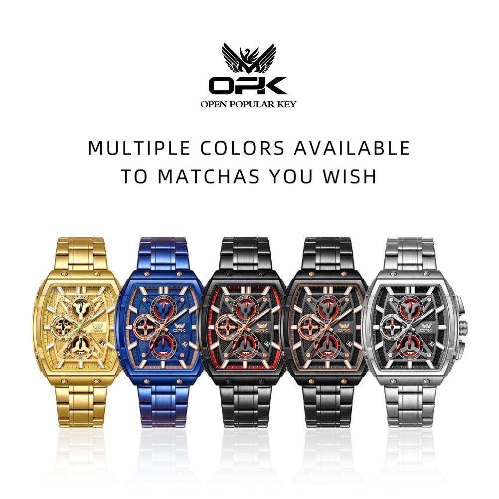 OPK 6103 Fashion Chronograph Men's Watch Luminous Waterproof Calendar Business New Quartz Wristwatch for Man