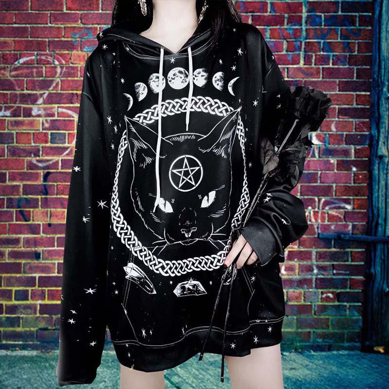 Noche oscura luna Gato mujer Sudaderas mangas largas Marca Streetwear Moda  Sudaderas Animal Pullover comprar a buen precio — entrega gratuita, reseñas  reales con fotos — Joom