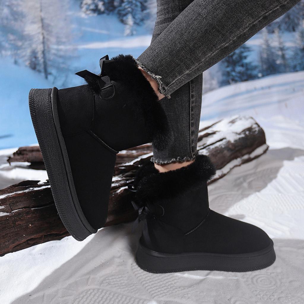 2025 Winter New Fleece Thickened Bread Shoes, Wool Cotton Shoes, Thick Soles, Heightened, Non-slip and Warm Snow Boots
