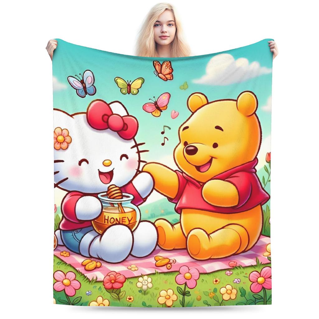 Winnie-the-Pooh Eeyore Blankets Fleece Summer Air Conditioning Cartoon Lightweight Thin Throw Blankets for Home Car Rug Piece