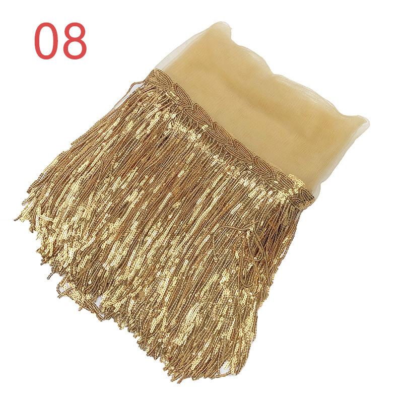 10 Yard 20cm Colorful Sequins Tassel Lace Fabric Fringe Trim Ribbon Latin Dance Performance Dresses Decor Diy Sewing Accessories