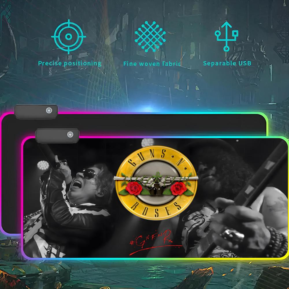 

Guns N Roses Good Time Mouse Pad RGB LED Light Gaming Waterproof Large Gamer Mouse Carpet Big Mause Keyboard Pad PC Desk Play Ma RGB600x300x3mm