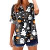 Women's Fashionable, Casual, Comfortable, Loose-Fitting Halloween Print Top