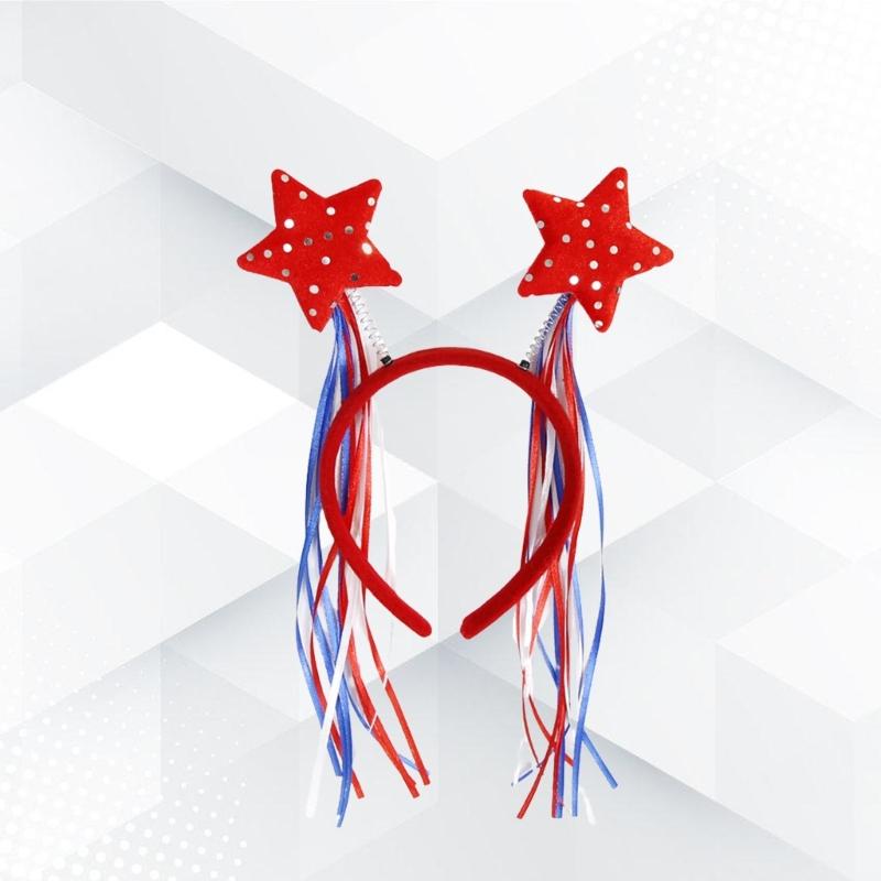 Independence Day Headbands With Double Heart Design And Stripes July 4th Parades Headbands Hair Decors For Celebrations