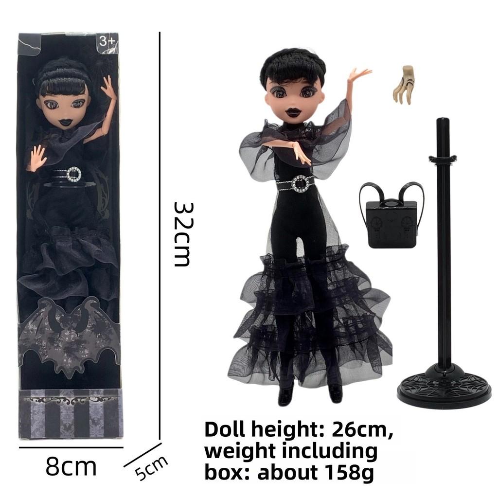 Wednesday Addams 9 Zoll PVC-Puppe mit Schuluniform und dunklem Stil Dekor