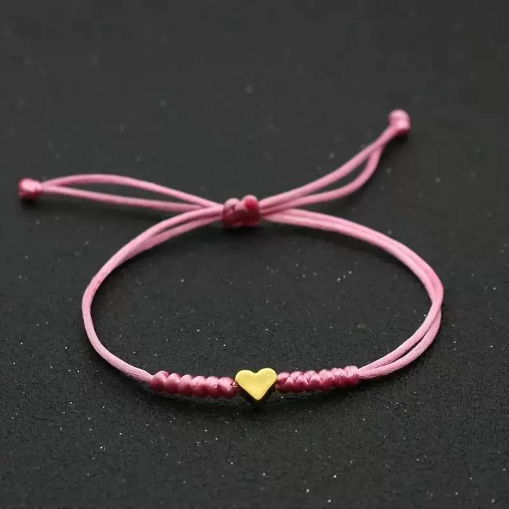 Hot Golden Silvery Heart Braided Rope Adjustable Bracelet Unisex Trendy Fashion Simple Versatile Couple Jewelry Gift Wholesale