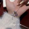 Set Full Of Diamond Love Running Ring Bear Necklace Stud Earrings Female Internet Celebrity Style Niche Design Light Luxury Collarbone Chain