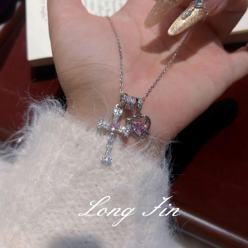Set Full Of Diamond Love Running Ring Bear Necklace Stud Earrings Female Internet Celebrity Style Niche Design Light Luxury Collarbone Chain