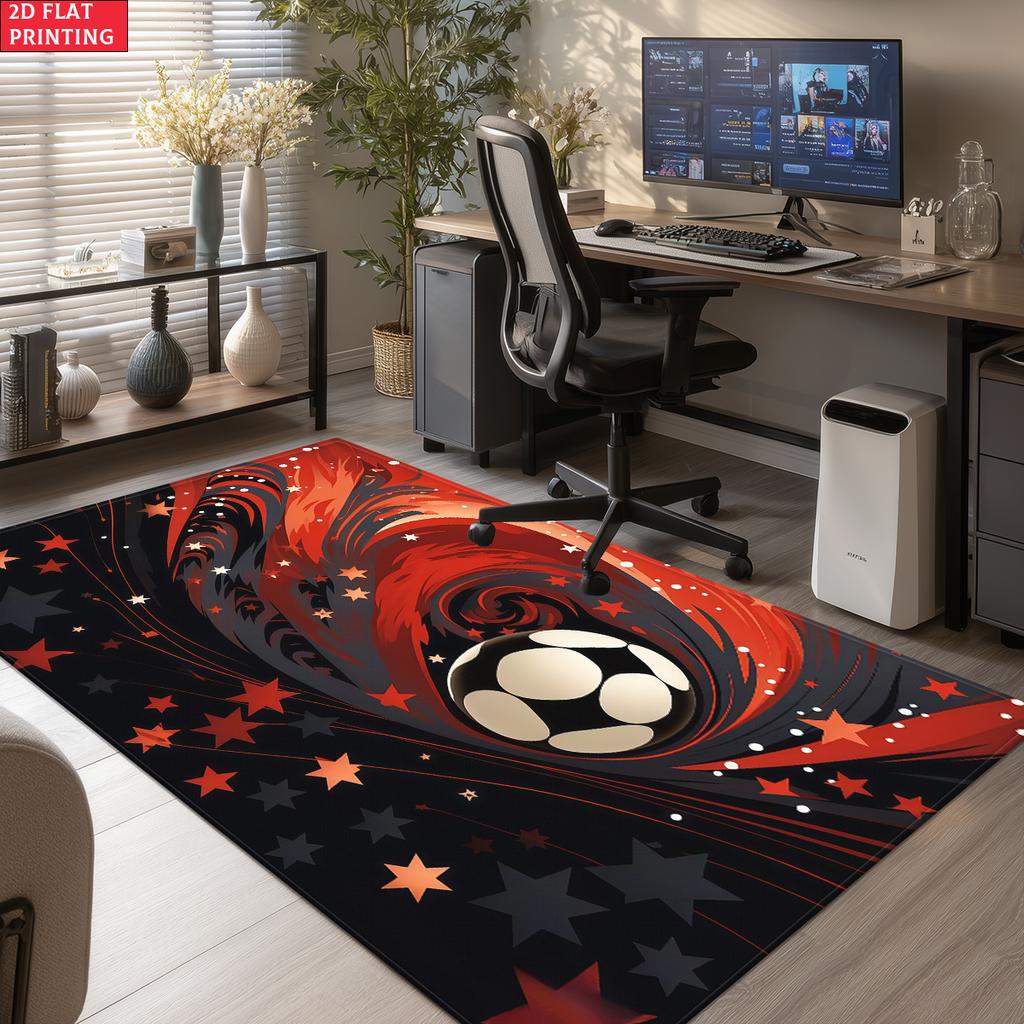 Soccer Star Swirl  Large Room Carpet Non Slip Cartoon Kids Bedroom Living Room Floor Mat Home Decor Children's Play Carpet