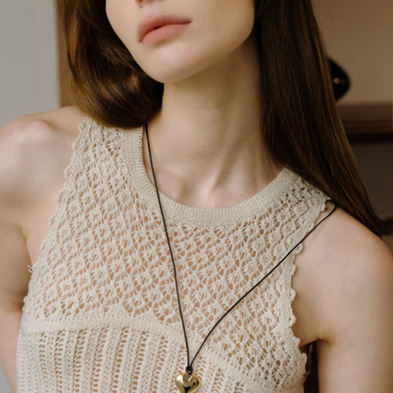 HAS HA049 Volume Heart Long Necklace