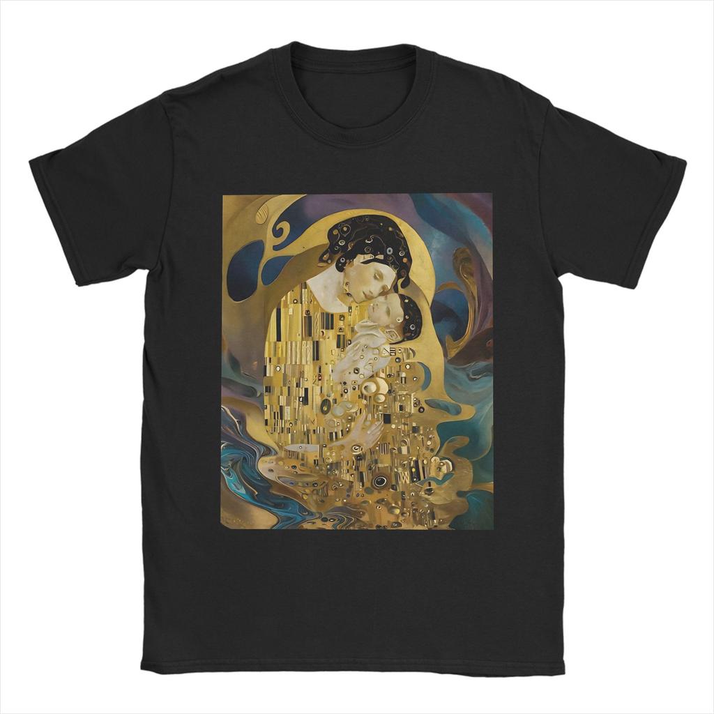 Timeless Maternal Bond-Inspired by Gustav Klimt Mother And Child T-Shirt Men Graphic Printed Tops