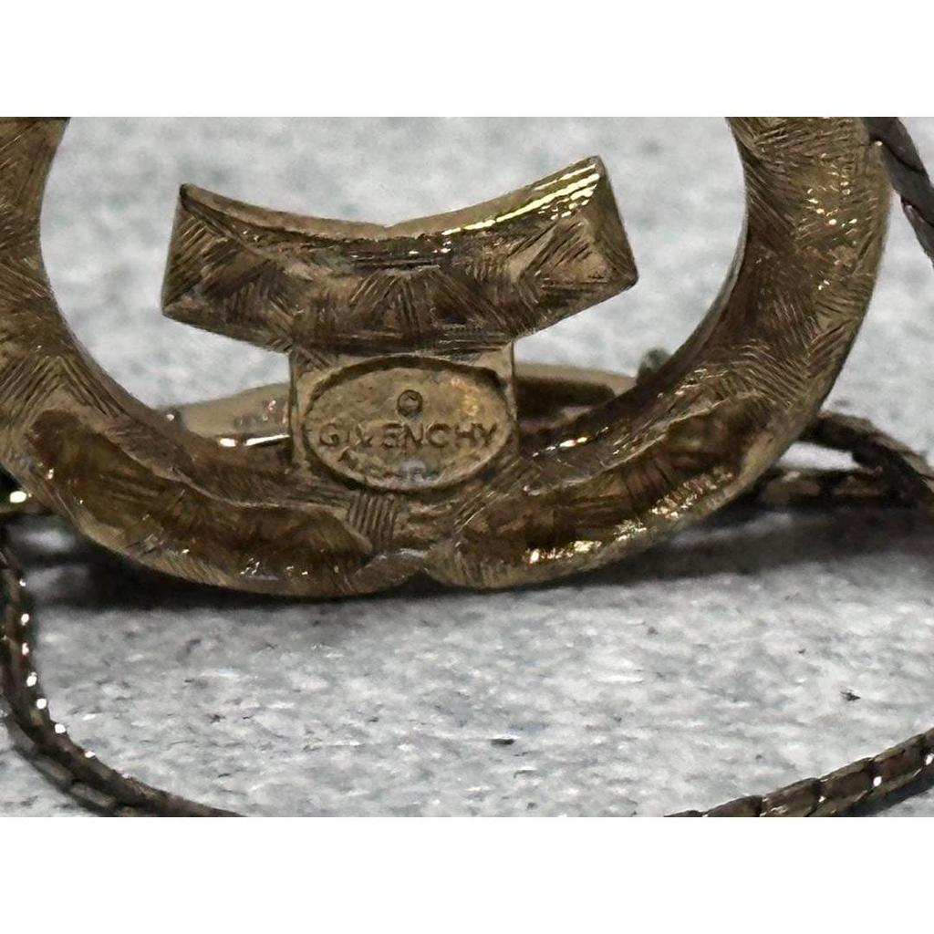 Used Givenchy Necklace Horseshoe Horseshoe Rhinestone G Logo [273]