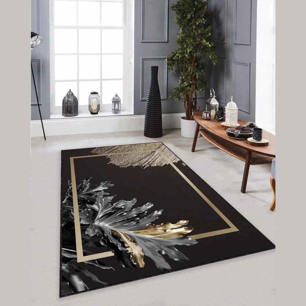 

Черный золотой современный классический декоративный ковер 80 x 120 cm золотой/чёрный