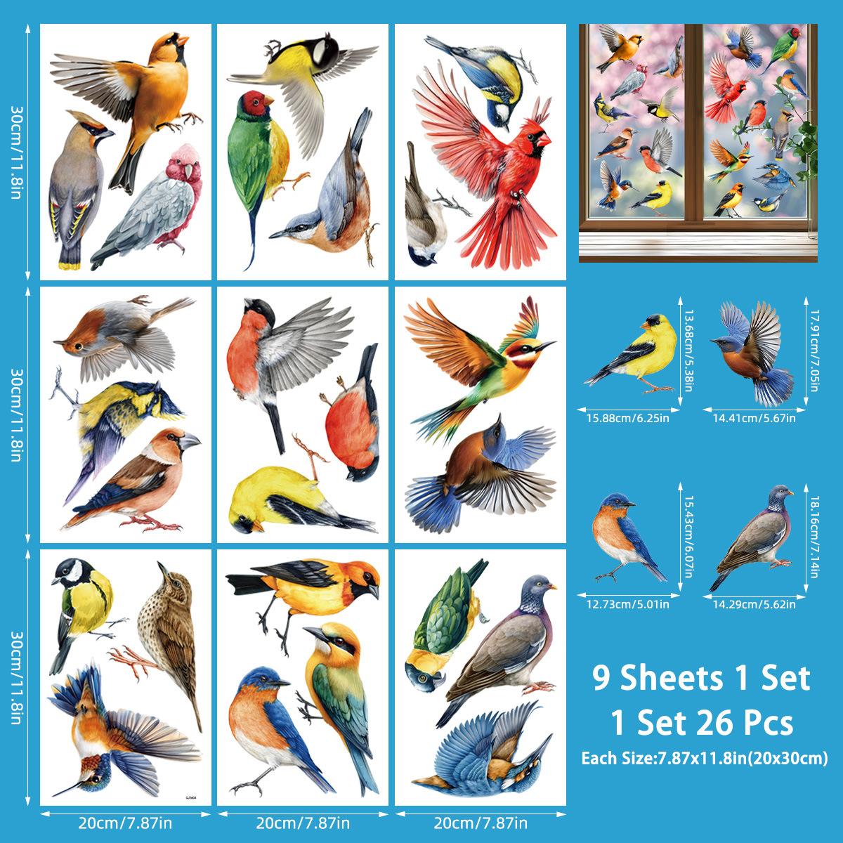

Spring 2026 New Arrival Colorful Hummingbird Butterfly Flowers Static Cling Window Stickers Removable Decals for Home Decor 20cmx30cmx9pcs різнокольоровий