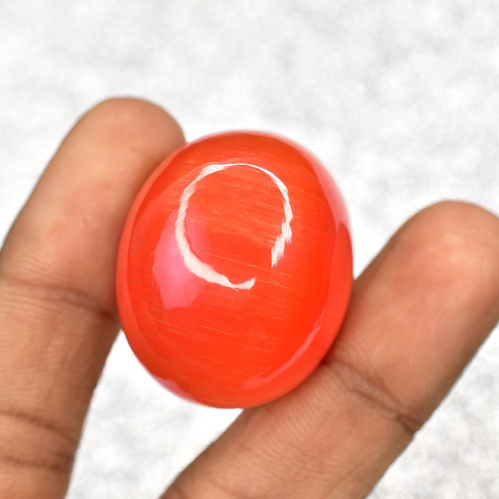 ORANGE Flawless Natural Cat's Eye 112 Ct Cabochon Cut CERTIFIED Loose Gemstone