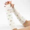 Unisex Half Finger Gloves Jacquard Heart Knitted Arm Wrist Sleeve for Winter