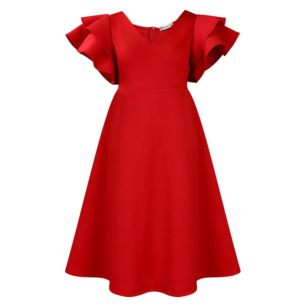 2024 Summer Ruffle High Waist A-Line Skirt Banquet Party Dress
