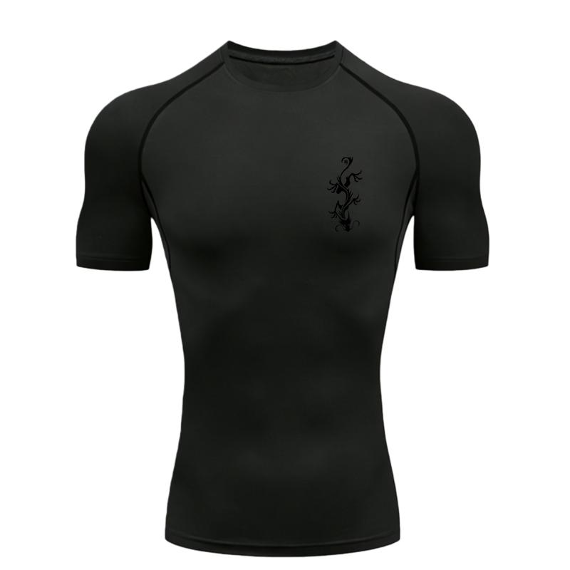 Men's Sports T-shirt Dragon Pattern  Training Fitness Compression Quick Dry Short Sleeve Athletic Tees Workout T-Shirt