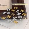 50Pcs Gold Silver Brief French Bow Tie Bowknots Ribbon Resin Nail Art  Decorations Manicure Imitation Metal Charms