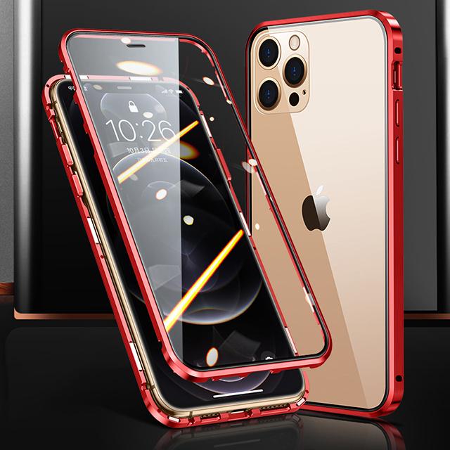 Metal Frame Double Sided Glass Magnetic Phone Case For iPhone16 15 14 13 12 Pro Max X XS 8 7 14 Plus 13 12Mini Camera Lens Cover
