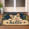 1Pcs Anti Fatigue Kitchen Rugs,  Cute Cat Hello  Print Waterproof Non-Slip Thick Cushioned Kitchen Mat Heavy Duty Comfort Standing Mat for Kitchen