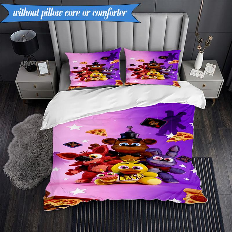 Set Biancheria da Letto Festa Five Nights 3 Pezzi, Include 1 Copripiumino e 2 Federe Perfetto per Camera da Letto, Dormitorio, Regalo di Natale per Fan