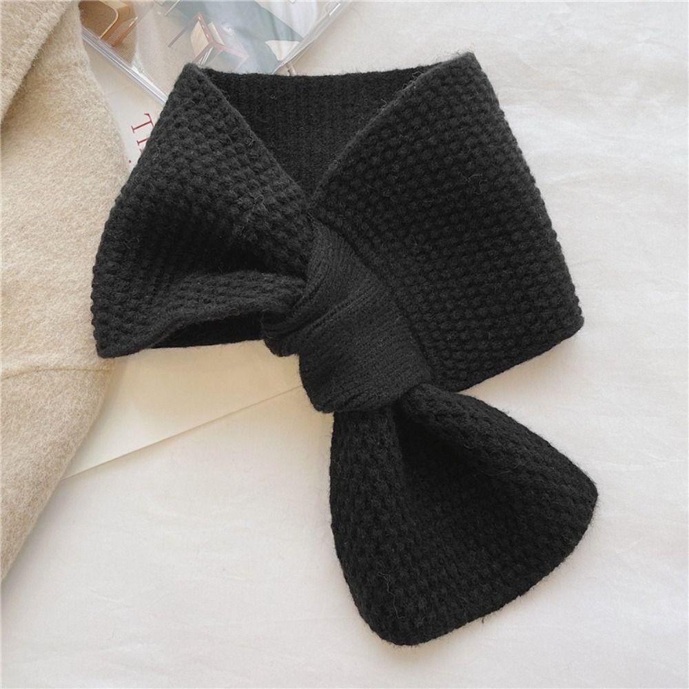 Thick Cross Scarf Knitted Neck Warmer Neck Guard Shawl Neckerchief Wrap Women
