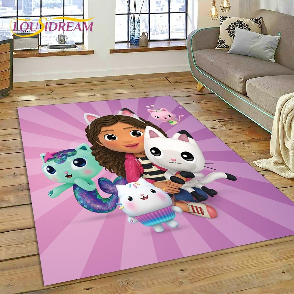 Cartoon Cute Gabbys Dollhouse Girl Rug Carpet for Living Room Bedroom Home Decor,Non-slip Decoration for Sofa Doormat Gifts Kid