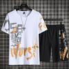Summer Short-sleeved Not Hooded Black Casual Shorts Thin Sports Suit Fat Round Neck Plus Size