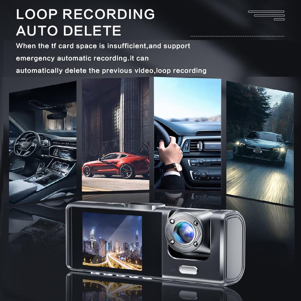 Car Dash Camera, 2-inch IPS Screen, 2/3 Lenses, Infrared Night Vision DVR Recorder, In-car DVR