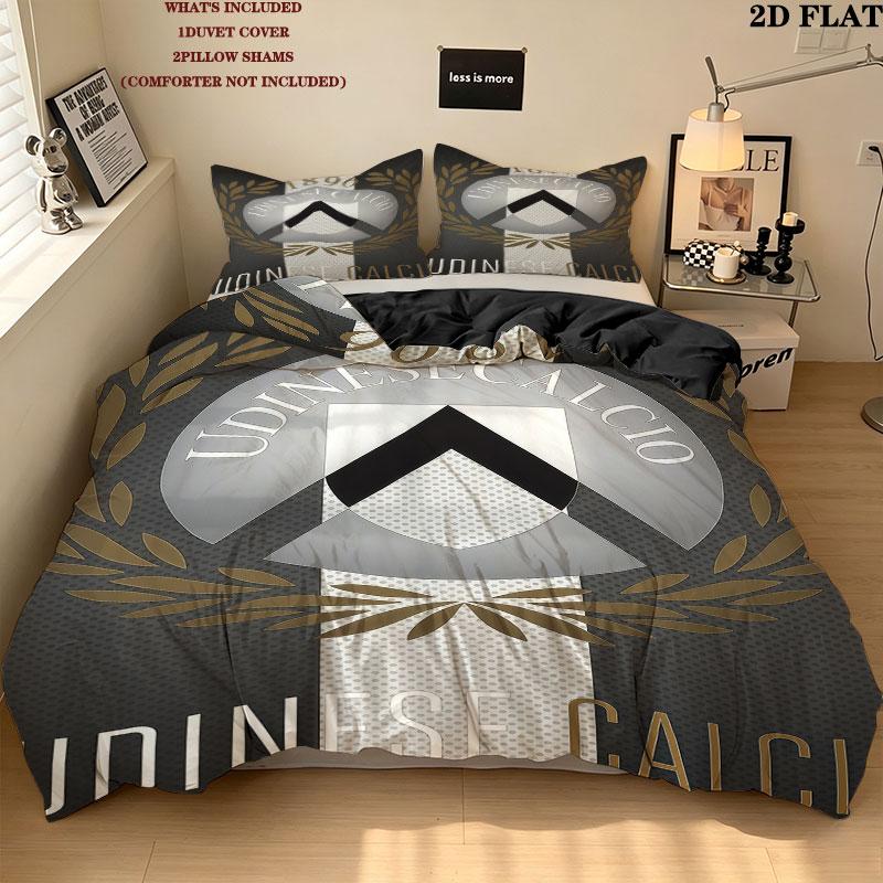 Set Copripiumino Trapuntato Udinese Calcio Federe Decorazione Casa Regalo di Compleanno (1 * copripiumino + 2 * federa, senza nucleo)