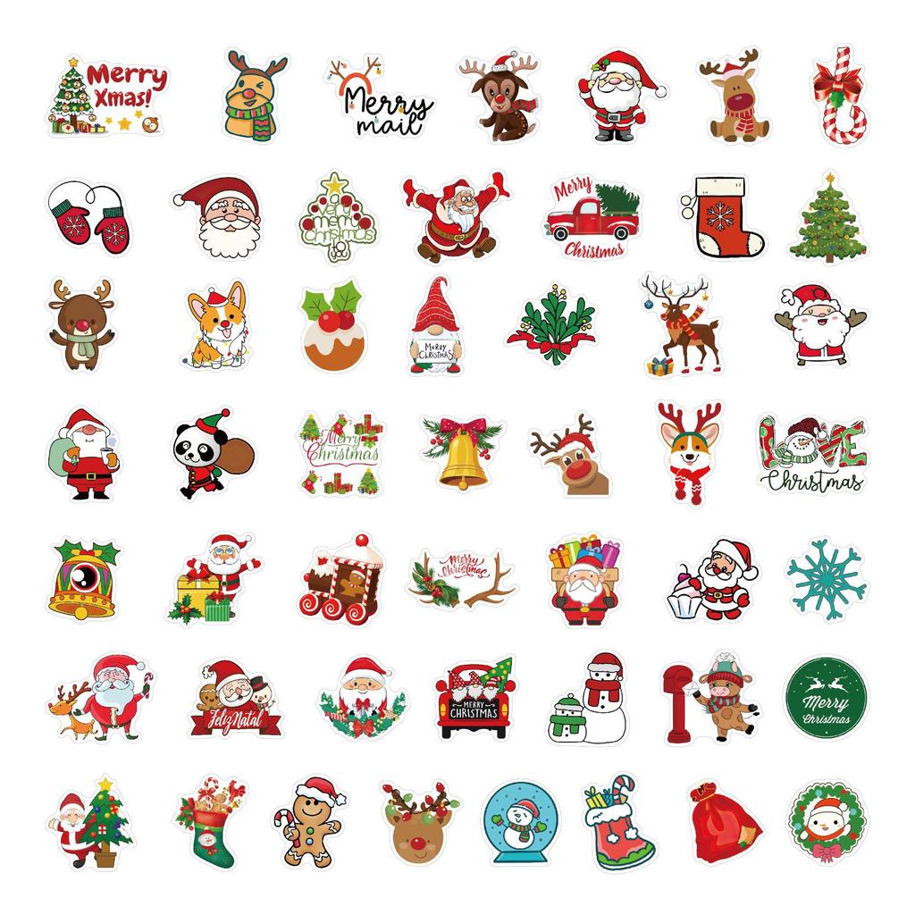 100 Christmas Bright Cartoon Stickers: Perfect for Suitcases, Computers, Water Cups, Motorcycles, and More