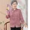 Elderly Women's Floral Tang Suit Style Seven-Sleeve Shirt