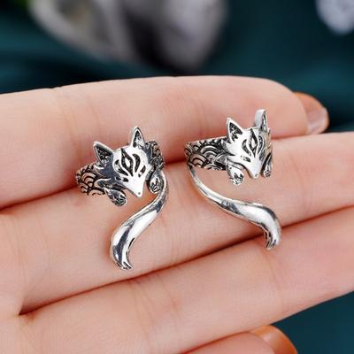 Huitan New Trendy Fox Shape Clip Earrings for Women Antique  Color  Ear Cuff Earrings Girl Statement Jewelry Drop Ship