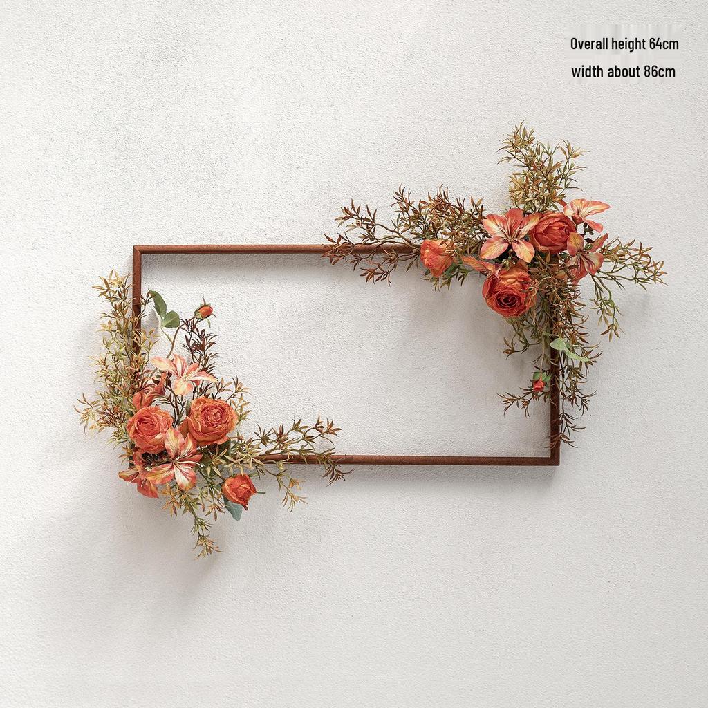 Retro Wenge Wood Photo Frame: Creative Living Room Artificial Flower Wall Art & Photography Prop