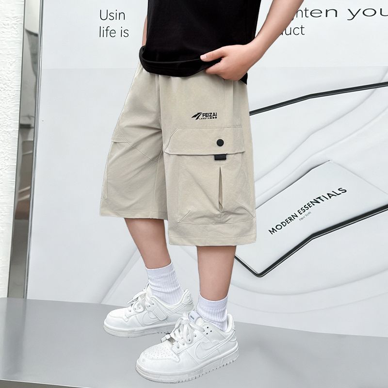 Boys' Lightweight, Loose-Fit Workwear Shorts: Simple and Stylish Summer Kids' 5/10-Length Shorts, Casual Athletic Pants