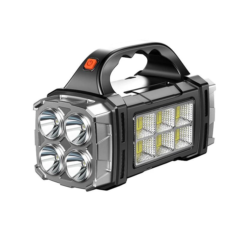 Rechargeable Portable Hand Lamp 8/4 LED Powerful Flashlight Outdoor Camping Solar Charging Light USB Torch With COB Work Lantern