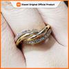 Huitan Unique Design Wedding Ring for Women Luxury Gold Color Fashion Elegant Female Finger Accessories Engagement Bands Jewelry