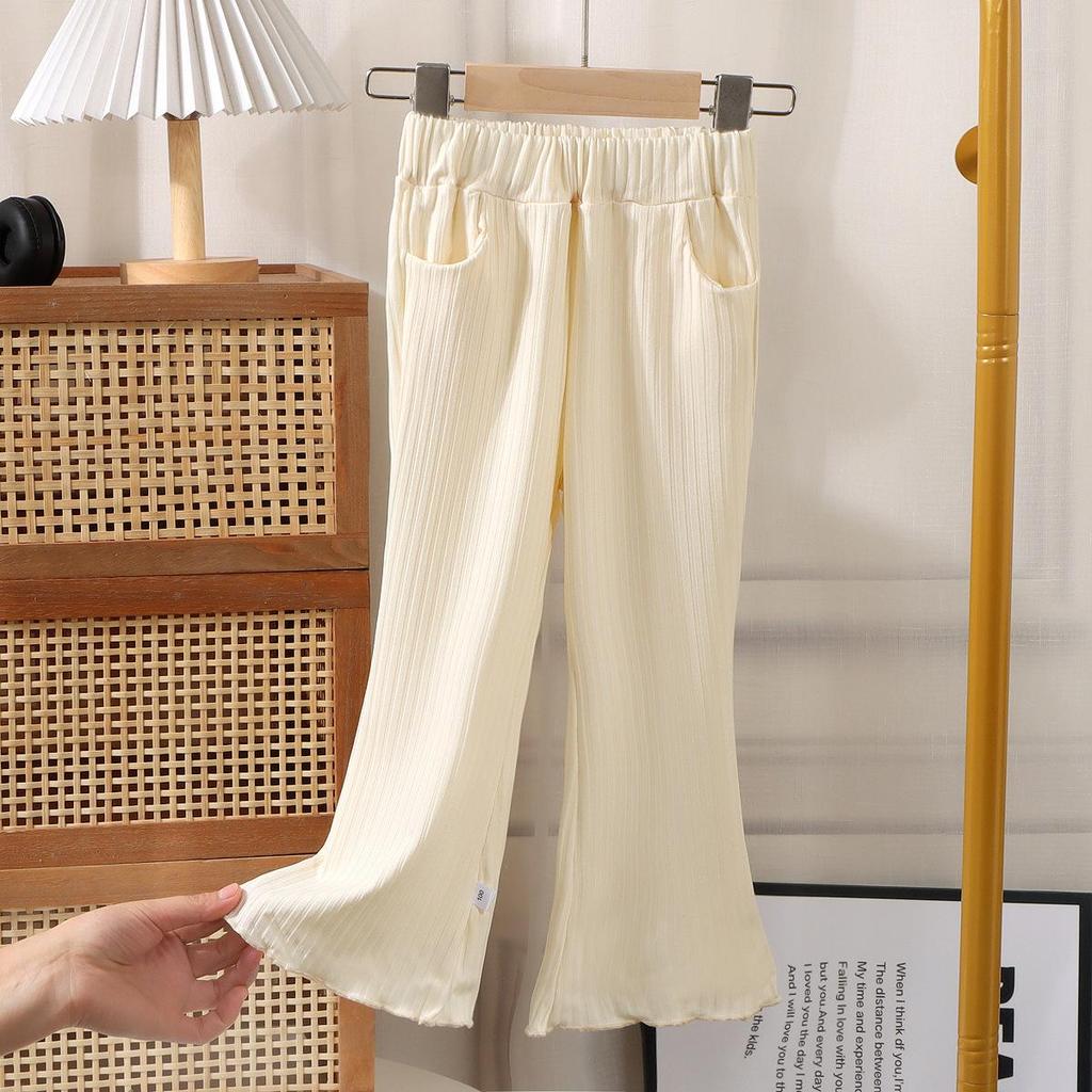 Summer 2025 Girls' Flare Pants: Korean Style Mosquito-Repellent Trousers for Toddlers and Young Children In Solid Colors