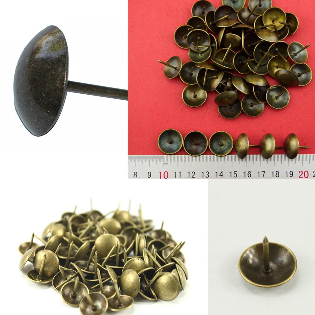 

100Pcs/pack Vintage Upholstery Nails Bronze Metal Tags Furniture Sofa Shoe Door Decorative Tack Stud,