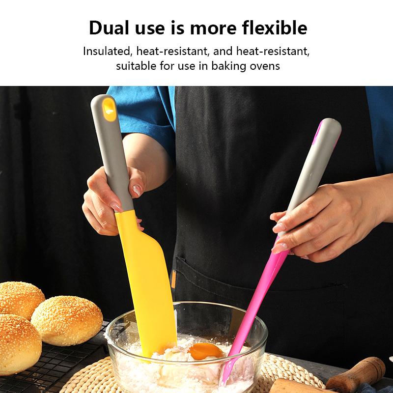 Heat Resistant Silicone Spatula Frying Pan Shovel Mixing Scraper Kitchen Bakeware Utensil Handle Scraper Cookware Tool
