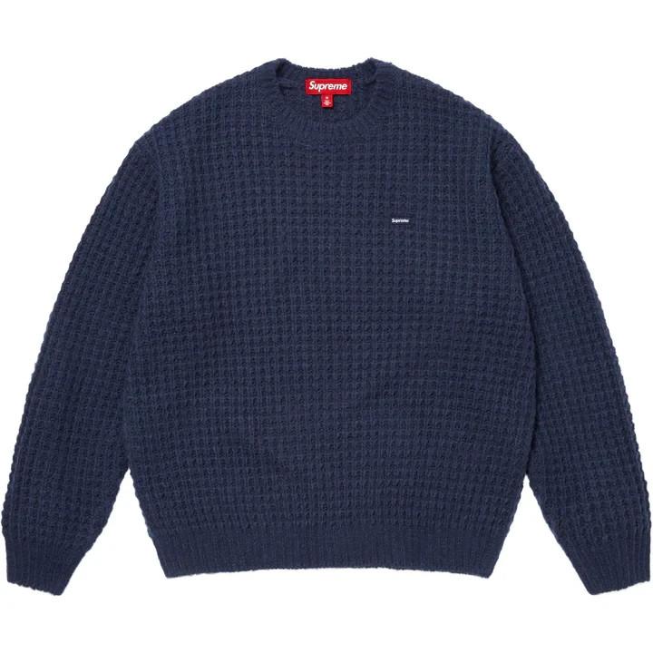 Supreme Small Box Waffle Sweater Navy