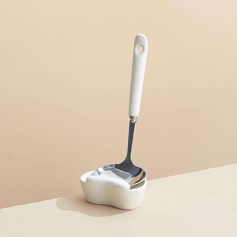 Creative Heart Ceramic Handle Stainless Steel Soup Ladle Hotel Restaurant Spoon Kitchen Ceramic Heat-resistant Handle Soup Ladle
