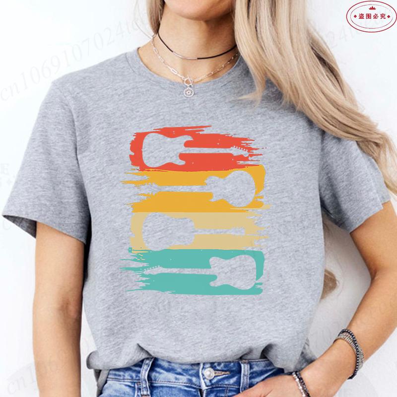 Aesthetic T-shirt Women Clothing Fashion Guitar Graphic Y2k Tops Harajuku Comfortable O Neck Short Sleeve Female Tees Shirt