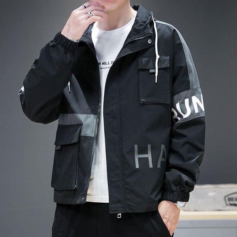 Jacket Men's Spring, Autumn and Winter New Ins Trend Hooded Casual Versatile Loose Jacket Top Clothes